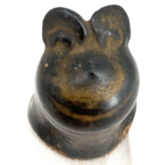 Art Pottery Toad Frog Ceramic Figurine Small Miniature Mini Signed Marie 2.25" - Picture 2 of 6